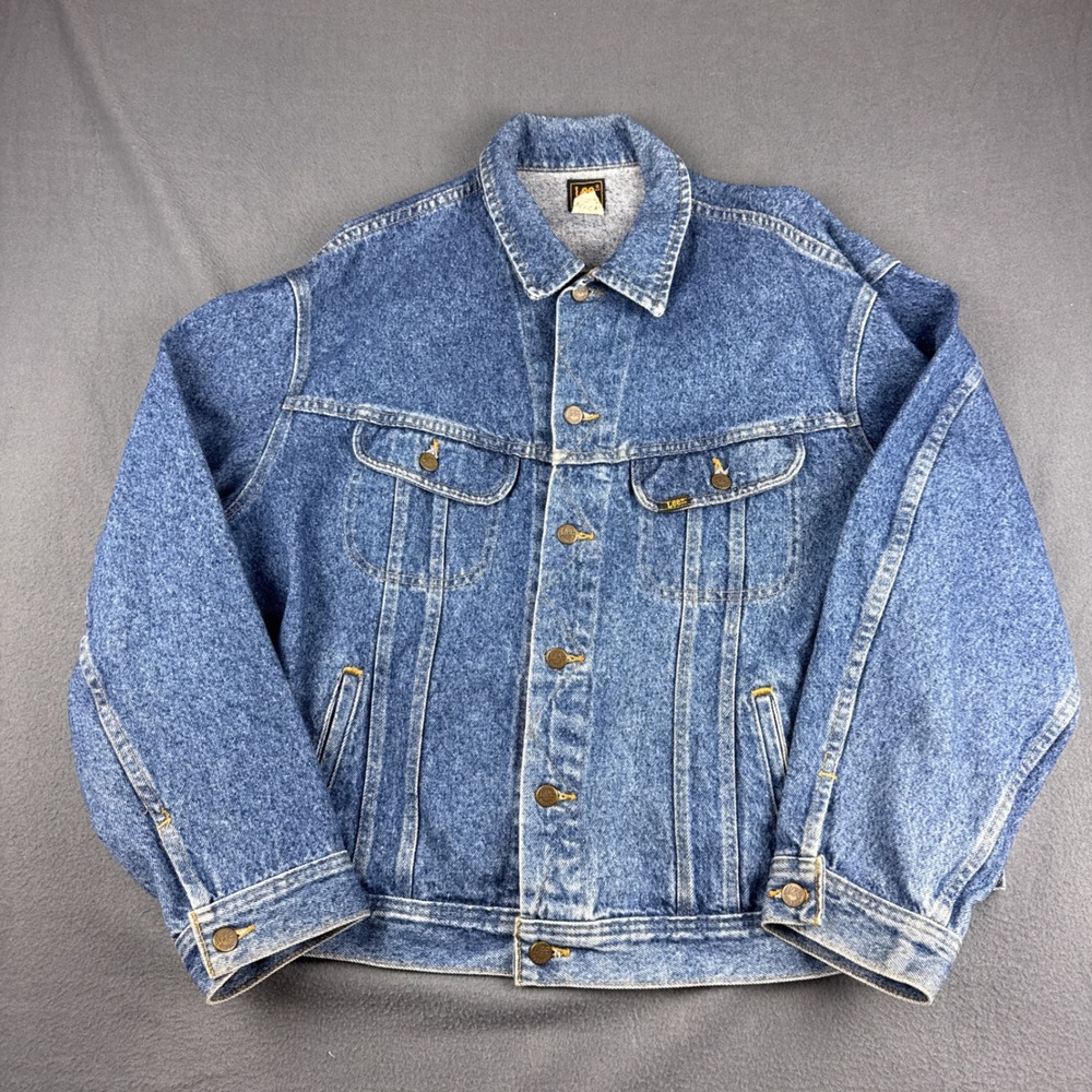 Vintage 80s Lee Denim Jacket Men's XL Blue Trucker Riders Bomber Jean USA 153438